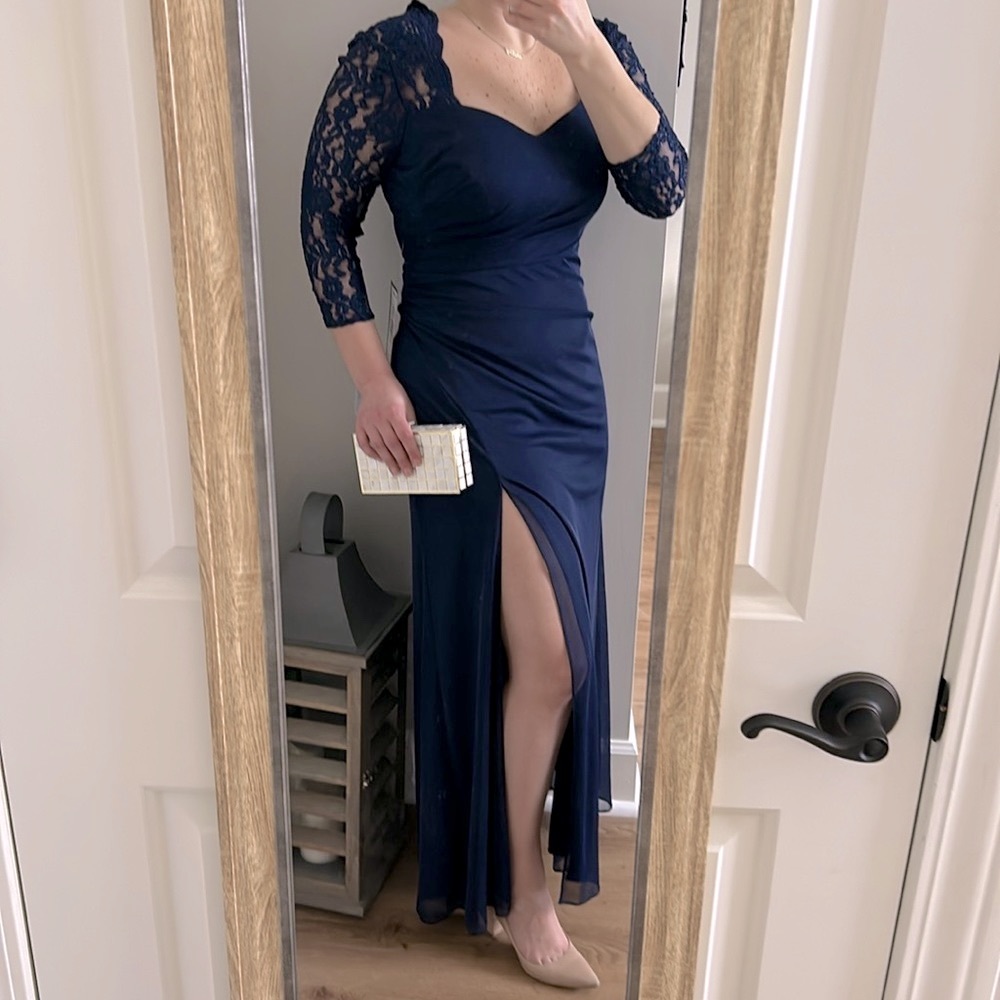 Alex Evenings Navy Petite Gown